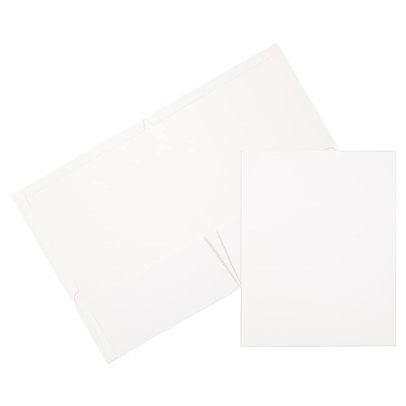 JAM PAPER Laminated Two Pocket Glossy School Folders - Letter Size - High Gloss White - Bulk 25/Pack - Image 1